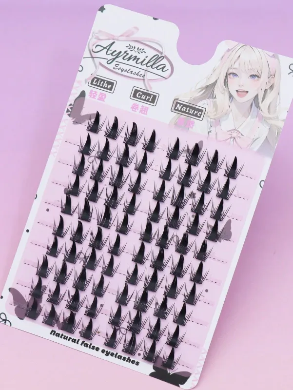 Manga Anime Spiky Cluster Lashes Sharp Tip Fox Eye Individual Eyelashes Cosplay DIY Segmented Fake Lashes
