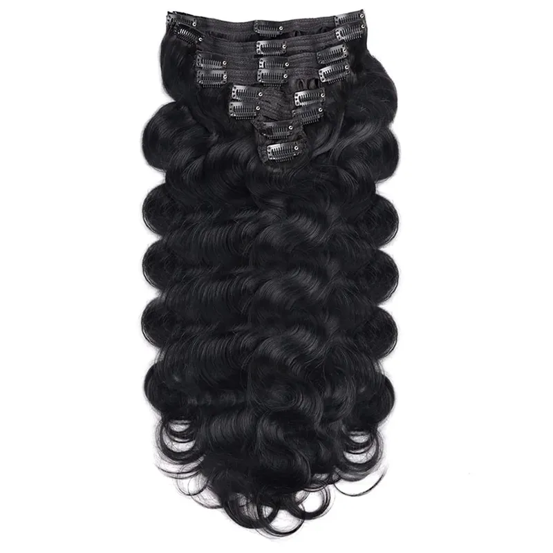 Body Wave Seamless Clip In Real Human Hair Extensions 8PC/Set Natural Brazilian Remy Hair Clip In Extension Full Head 16-32inch