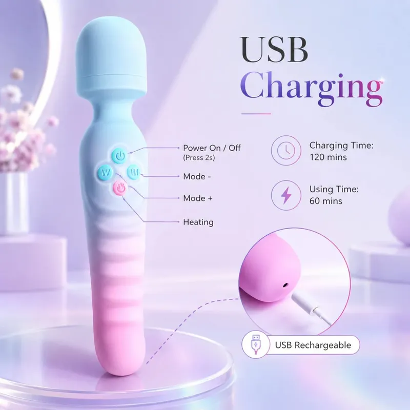 Heating AV Wand Vibrator for Women G-Spot Clit Stimulator Nipples Vagina Massager Magic Wand Female Masturbator Adult Sex Toys
