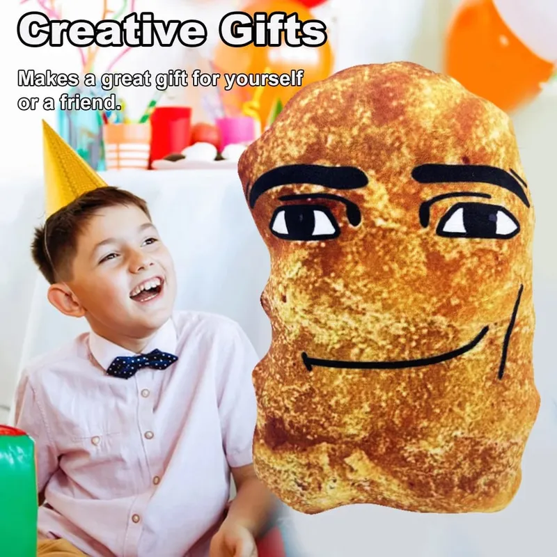 Cute Stuffed Animal Doll Creative Baby Doll Sleep Pillow Cushion Cartoon Chicken Nuggets Anime Smiling Doll for Kids and Adults