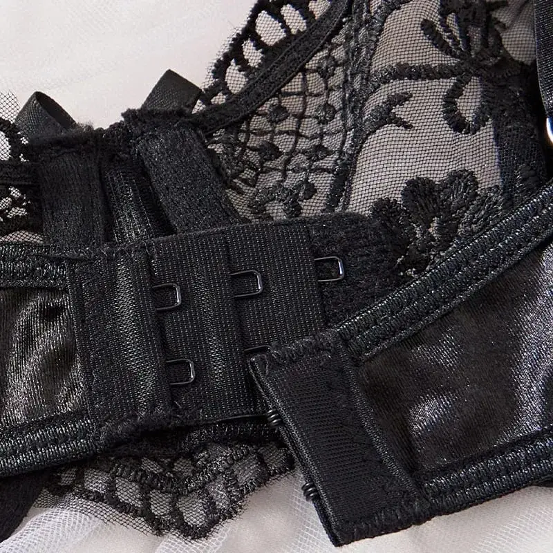 Lady Floral Embroidery Lace Lingerie Set Women Anti-sagging Bra And Brief Underwear Set Satin French Sexy Intimates Underwear