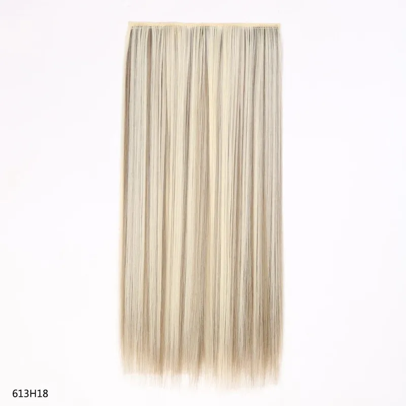 Long Straight Hair Clip In Hair Extension 5-Clips One Piece Natural Looking Synthetic Hairpiece for Women Ladies Daily Use