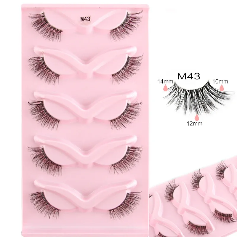 Halve øjenvipper Katteøjevipper 3/5/10 par falske øjenvipper Fluffy Blødt naturligt udseende Klart bånd 3D Mink-vipperforlængelse makeup — image 23