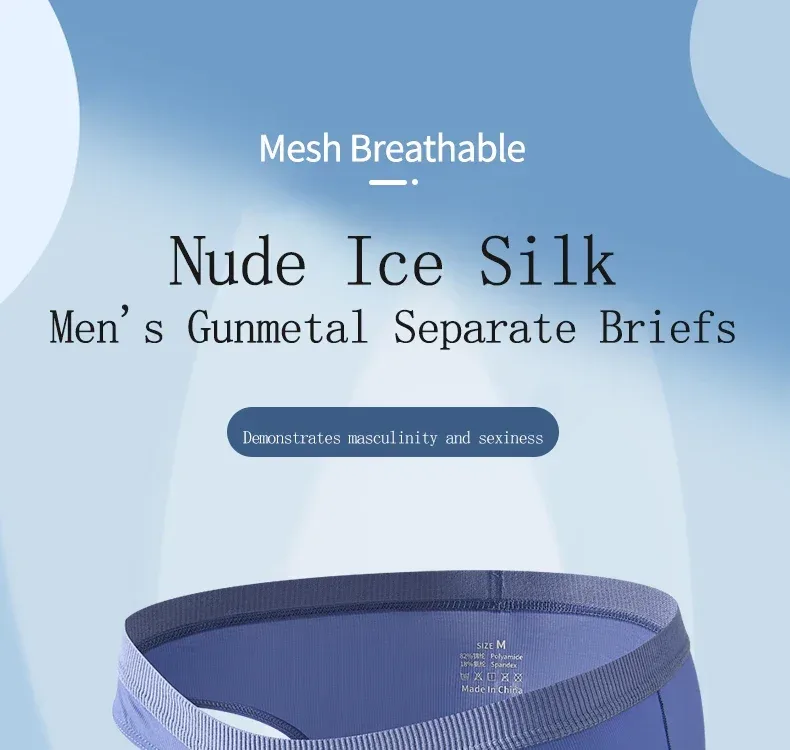 Slips d'été en soie glacée pour hommes, transparents, sans couture, à séchage rapide, culottes respirantes, sous-vêtements Ultra-fins