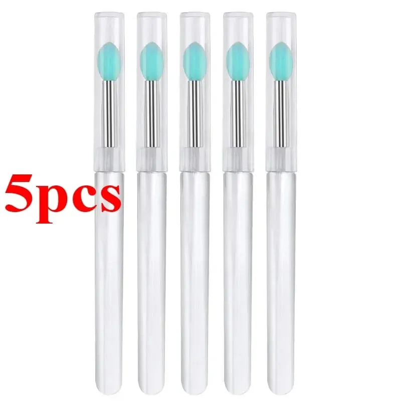 3/5/10Pcs Soft Silicone Lipstick Brush Lip Stick Applicator Portable Clear Handle Clean Microbrush Lipgloss Beauty Tool