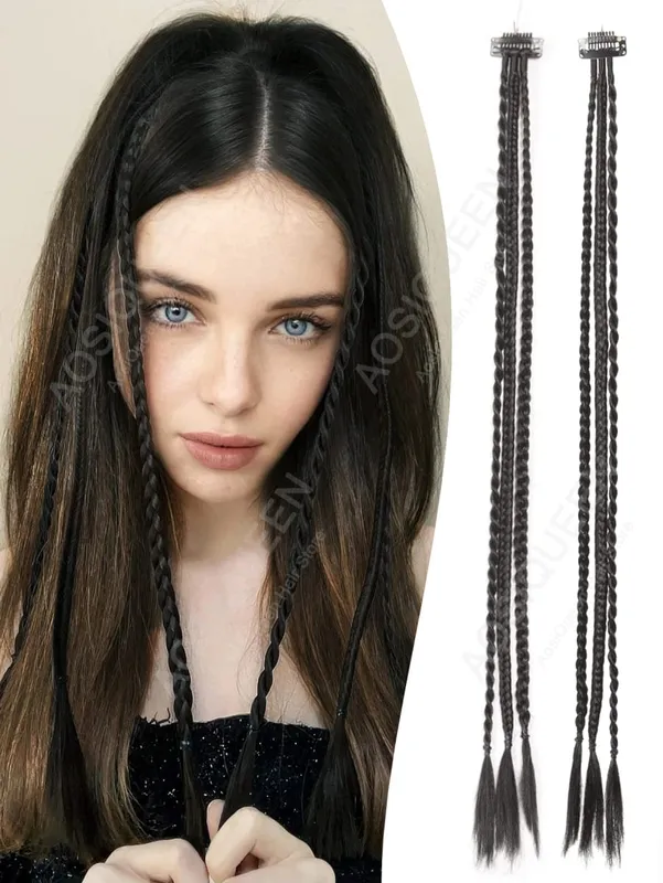 Synthetic 1/2pcs Braid Wig With Strong BB Clip Lightweight Box Braid Ponytail Hair Piece for Women