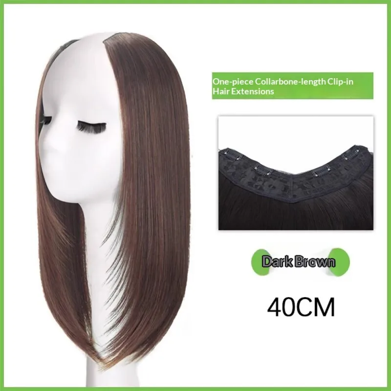 One-Pieces Clip Wig Invisible Synthetic Hair Extensions U-Type Short Straight Extension Women Hairpieces Half Wig Female