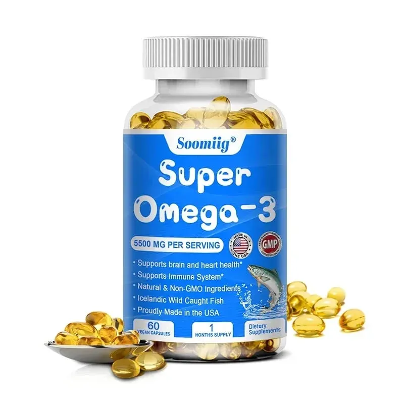 Triple Potency Capsules Omega-3 Fish Oil + DHA + EPA-Supports Joint Brain and Eye Health Enhances Immune Function Antioxidant
