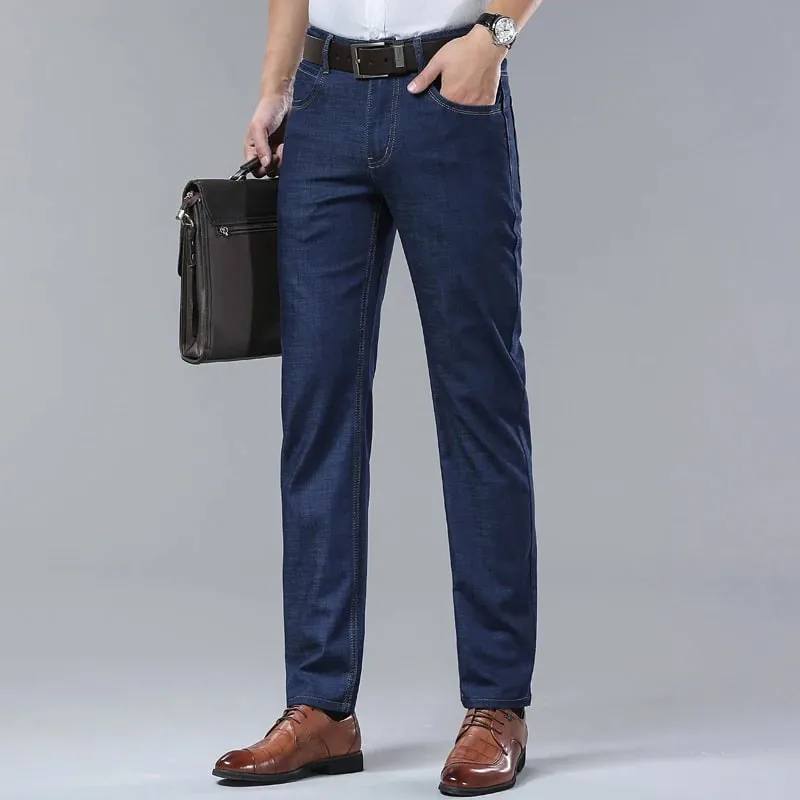 Nye mænds sommer ultratynde jeans Mode Business Komfortable bløde afslappede denimbukser Lette elastiske bukser med lige ben