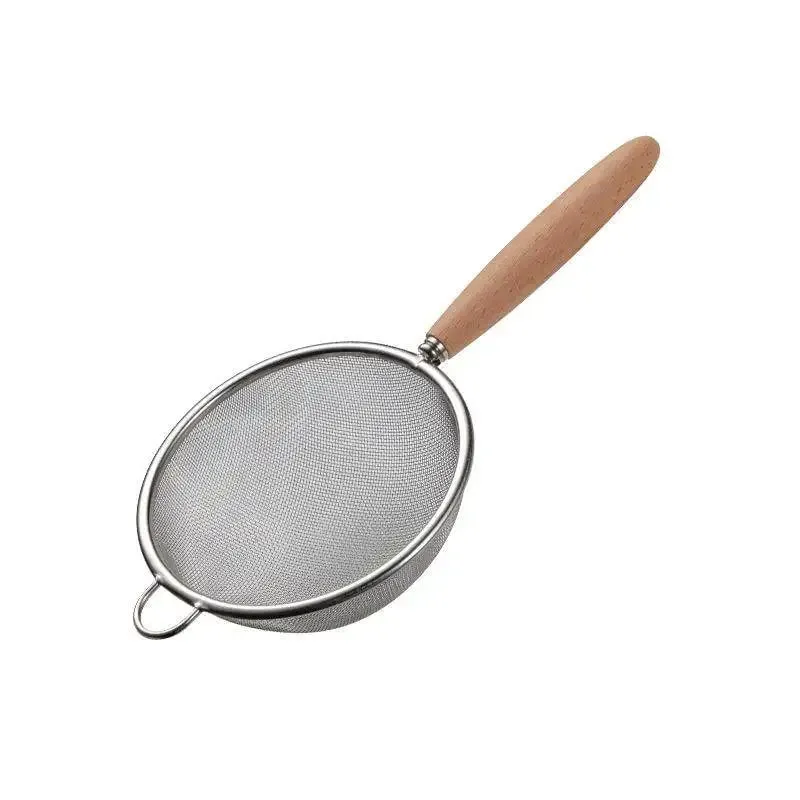 1-3pcs Wooden Handle Flour Sifter And Strainer Fine Mesh Stainless Steel for Home Baking Cooking Juice And Powder Filtering — image 3