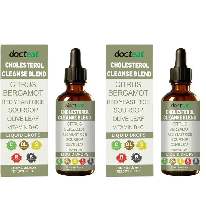 Docteat Cholesterol Cleanse Blend Liquid Drops Citrus Bergamot Supports Metabolic Balance with Vitamin C and B2 Dropper 60 ML