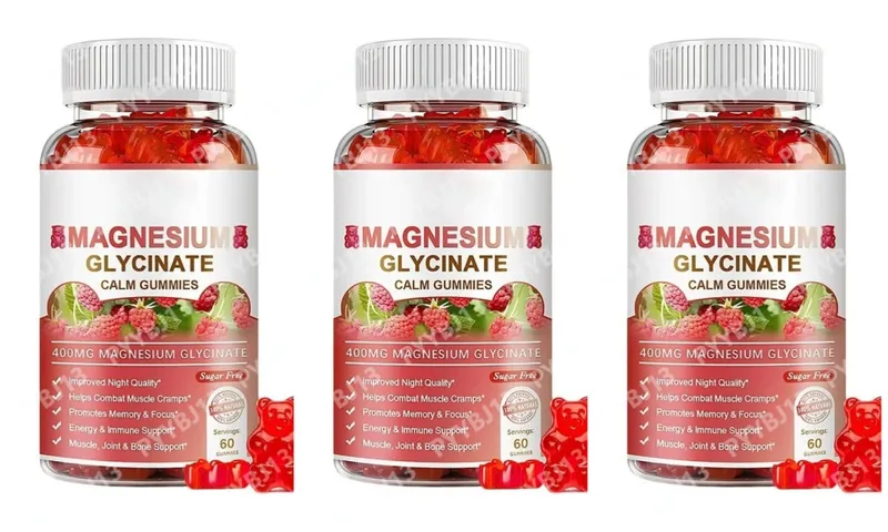 Magnesium Gummies Serving-Magnesium Glycinate and Magnesium Malate Sugar Free Magnesium Potassium Supplement for health Support