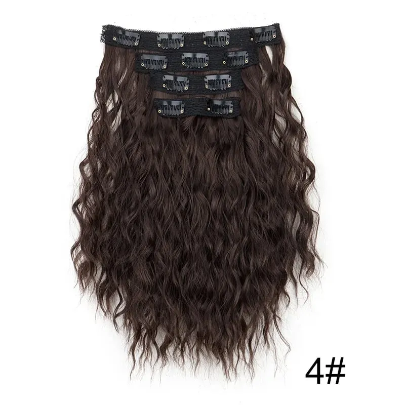 12Inch Synthetic Short Wavy Curly Hair Extension 4pcs/set Clip in Hair Easy to Wear for Women Party Use Daily