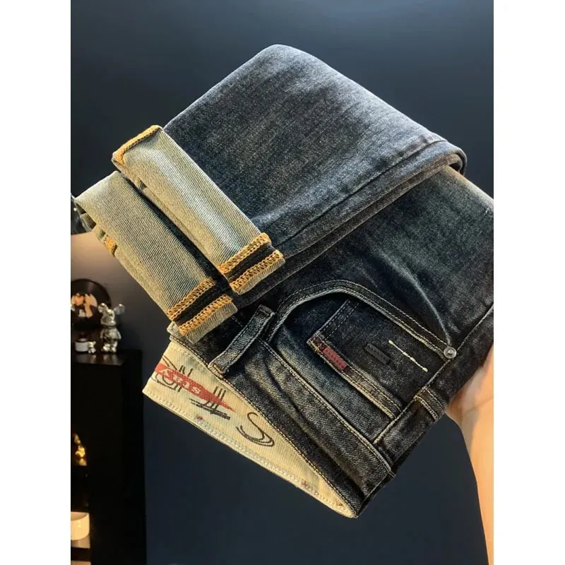2025 New Micro Haren Conical Jeans for Men's Autumn Trendy Versatile Casual Elastic Loose Small Legged Pants