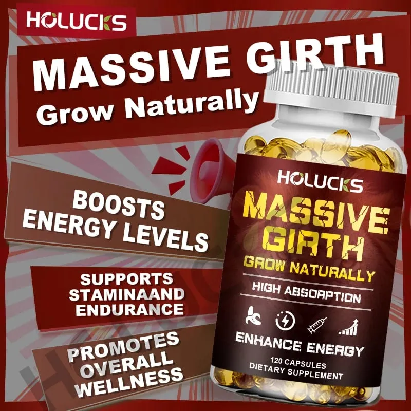Premium Massive Girth Capsules with Ashwagandha Support Optimal Circulation & Energy Enhanced Performance & Overall Wellbeing