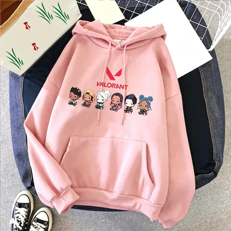 Valorant Anime 2D Print Men's Cotton Hoodie Casual Oversized Pullover Popular Streetwear Fashion Sweatshirt Trend Men Clothing