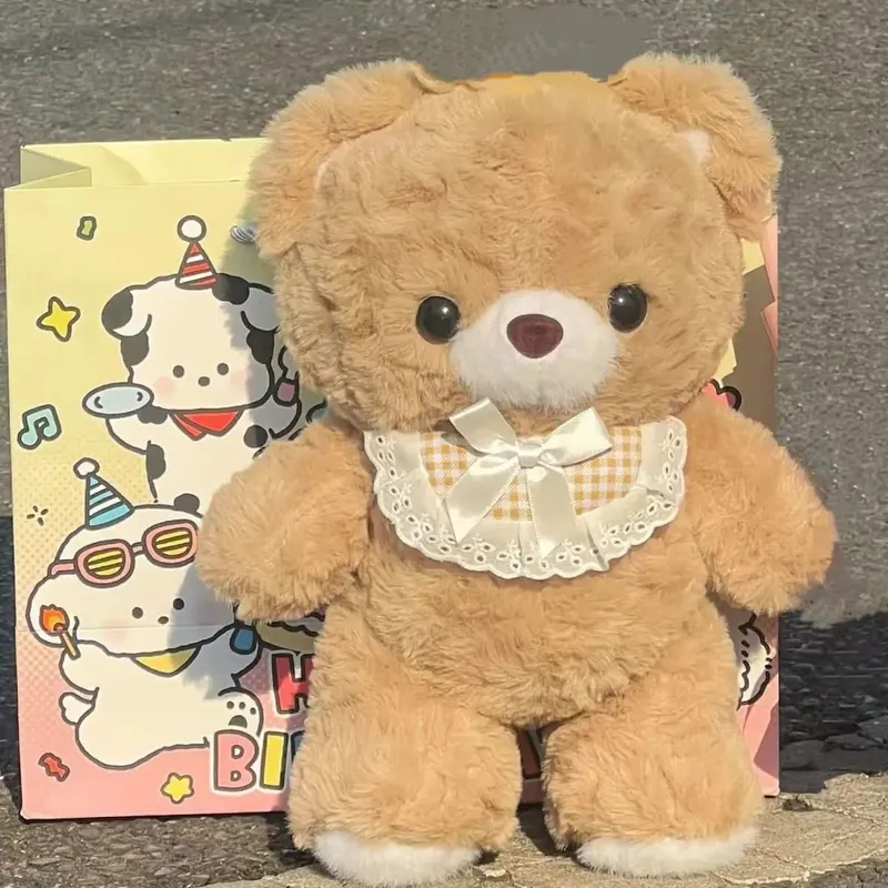 30cm Cute Mocha Brown Teddy Bear Plush Toy Soft Stuffed Animal With Lace Collar Girls Birthday Gift Bedroom Throw Pillow Doll — image 9