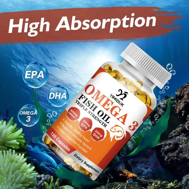 Buy 1 Get 1 Free! Ultra Strength Omega 3 Fish Oil Supplement for Immunity Mood Bones & Cardiovascular Function GMP Certified