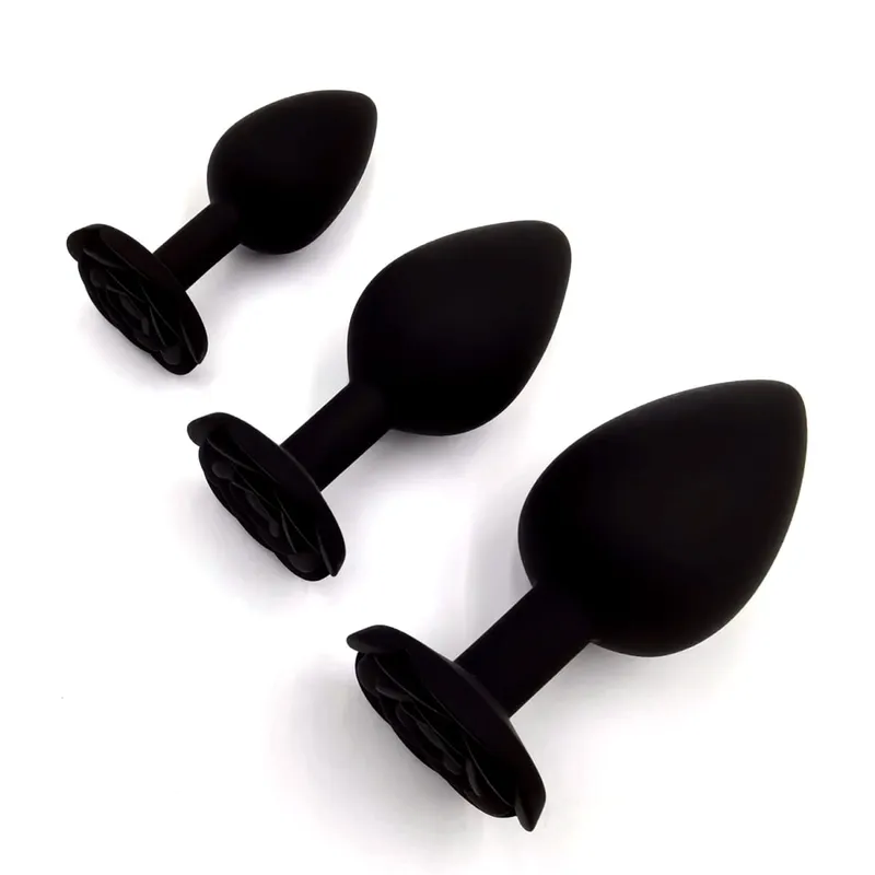 Weiche Silikon Rose Blume Anal Plug Anfänger bis Experte 3 Größen Butt Plug Anus Trainer Dildos Adule Sex Spielzeug für Paar Frauen Männer