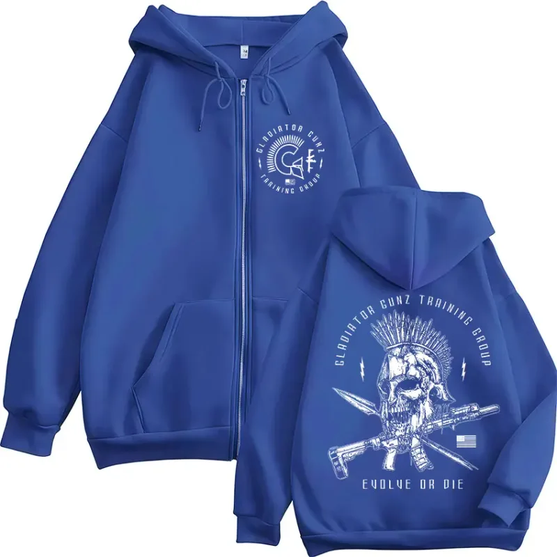 Til Valhalla Warrior Spirit Battleborn Military Grunt Skeleton Zipper Hoodies Men Clothing Long Sleeve Zip Up Hooded Sweatshirts — image 6
