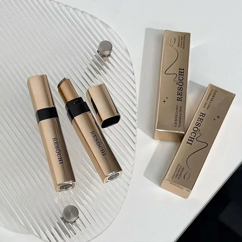 Three Color Gradient Pearlescent Eye Shadow Stick Water&Sweatproof Non-smudge Three Dimensional Natural Lazy Eye Shadow Pen