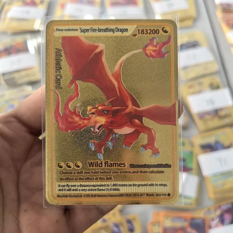 10000HP Charizard Vmax Pokemon Cards Metal English Card Arceus GX Vstar V Golden Limited Kids Gift Game Battle Collection Cards