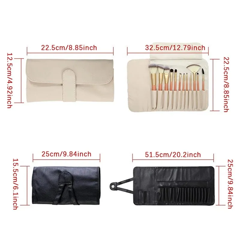 12/14/18 Hole Makeup Brush Bag Functional Travel Cosmetics Case Make Up Brushes Protector Rolling Pouch Tool