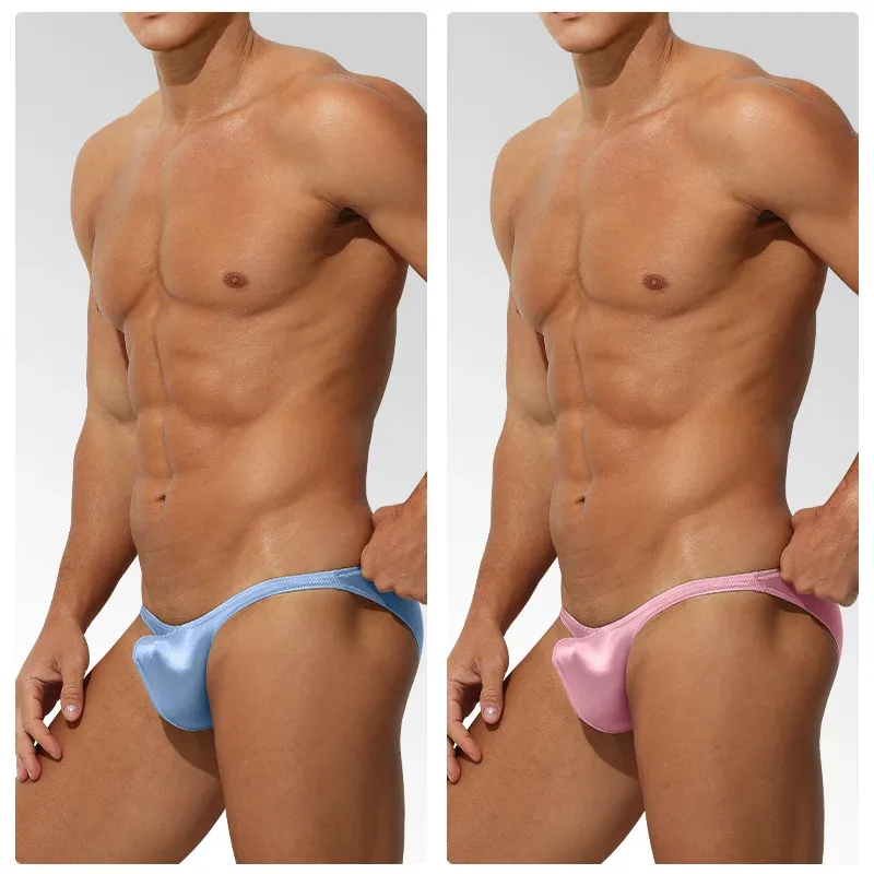 Niedrige Taille Eisseide Satin Herrenunterwäsche Enge Passform Sport StyleJJ Boosting Luxus Sinnliche Slips Jugend Nylon Spandex