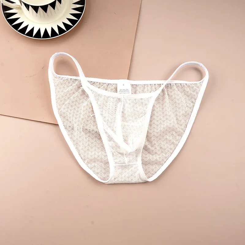 Mesh Nylon Pink Underwear for Men Solid Color Breathable Summer Cool Male Bulge Pouch Briefs Ultra Thin Sexy Plus Size Panties
