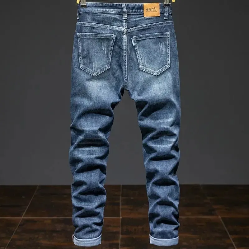 Skarvning Elastisk Stor storlek Lös elastiska jeans Herr Höst Koreansk Trend Byxor Herr Harlan Denim Byxor Herr Bootcut Jeans