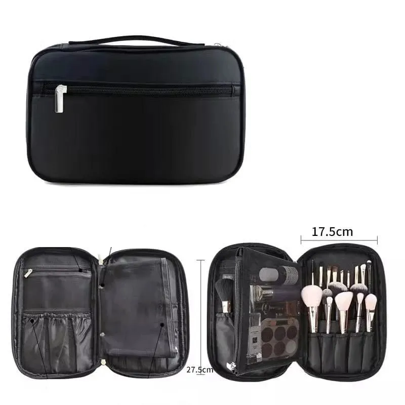 High Quality 14/23/29 Holes PU Cosmetic Makeup Brushes Pouch Portable Black Waterproof Oxford Beauty Brush Bag Organizer