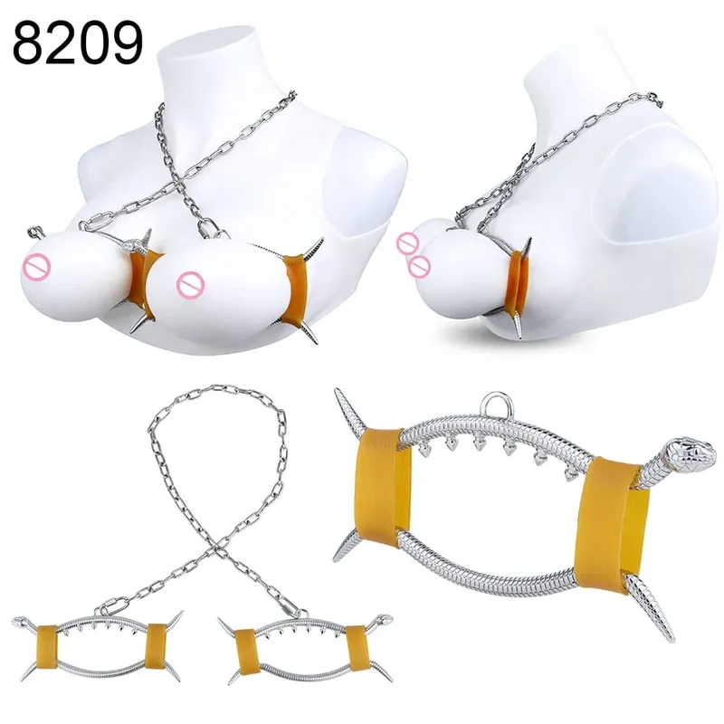 Stainless Steel Breast Bondage Chest Clamp Nipples Massager Strapon Metal Bra Nipple Teating BDSM Sex Toys For Women Men