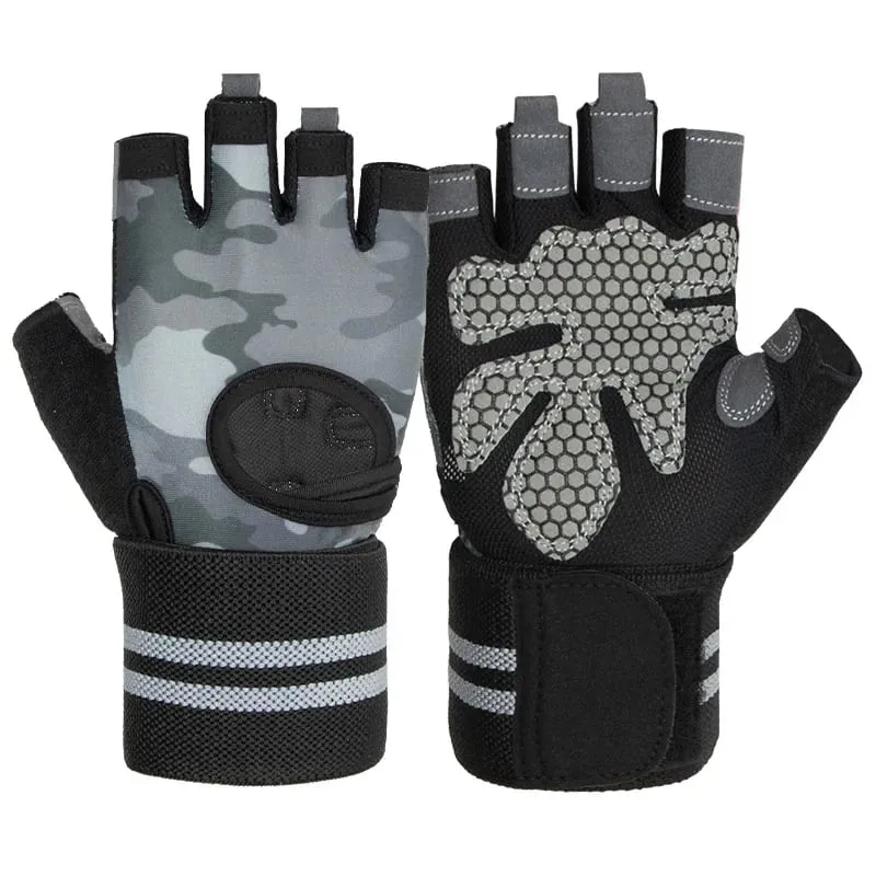 Anti Slip Shock Breathable Half Finger Gloves Breathable Cycling Gloves Fitness Gym Bodybuilding Crossfit Exercise Sports Gloves