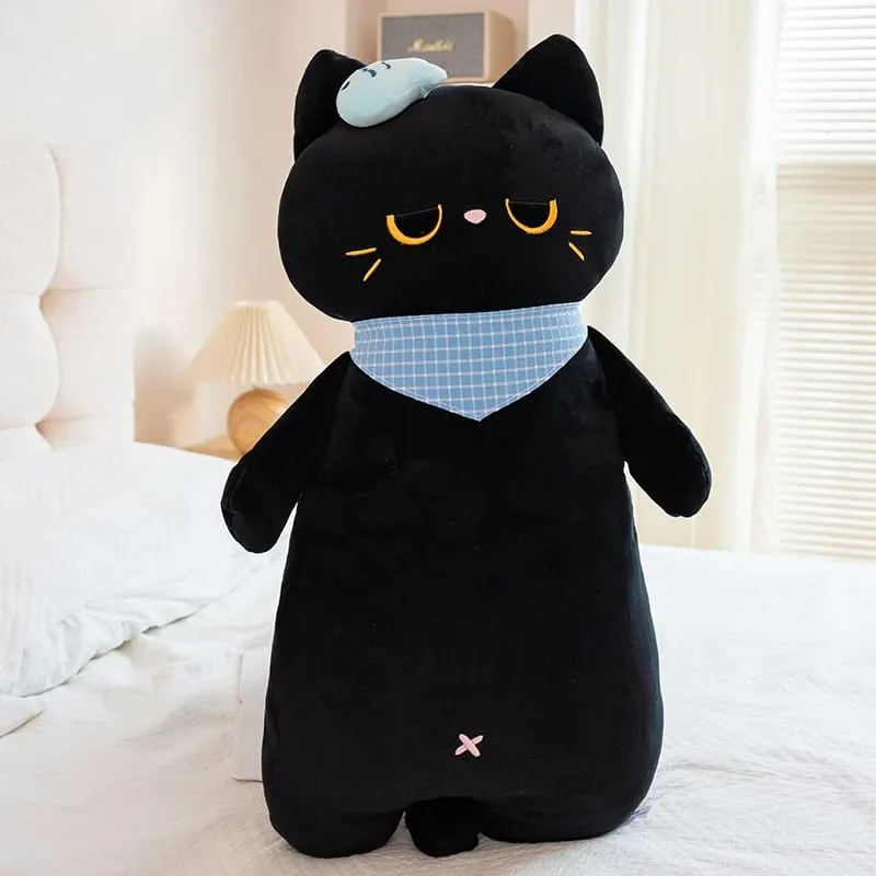 58cm Cute Sweet Dream Good Night Cat Throw Pillow Three Flowers Siam Coal Briquette Cat Doll Soft Stuffed Friend Gift