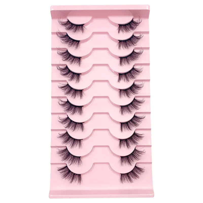 3D Cat Eye Lashes Half Eyelashes 10Pairs Half Lashes Natural Clear Stem False Eyelash Extension Makeup Faux Cils maquiag