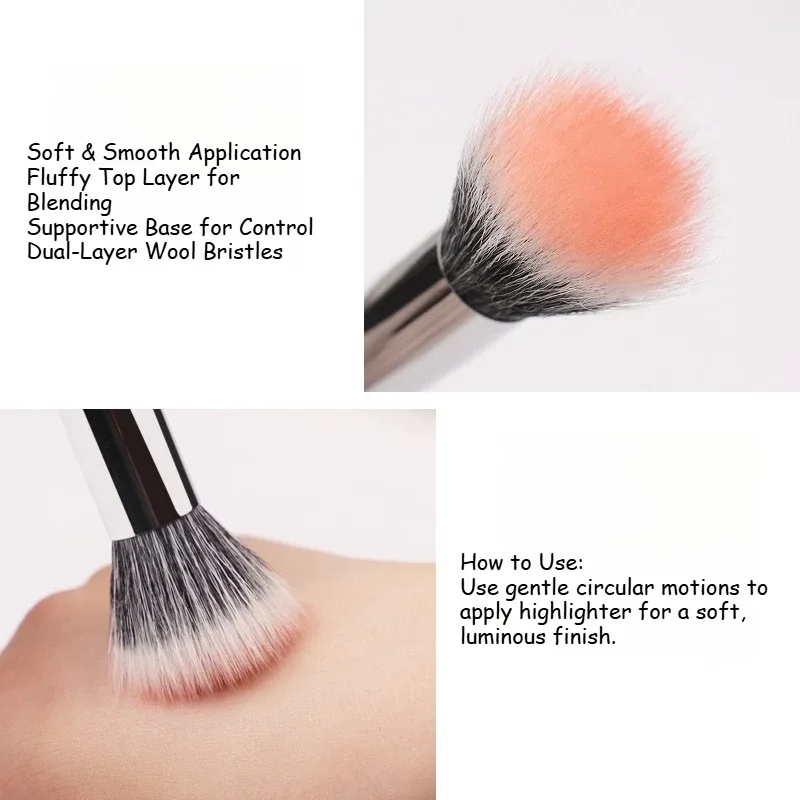 2 PCS Multitask Makeup Brush Professional Blush Contour Brush Soft Synthetic Fiber Make Up Brushes