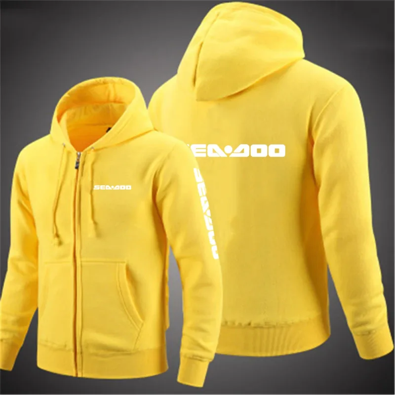 Sea Doo Seadoo Moto 2023 Pria Baru Lengan Panjang Katun Warna Solid Ritsleting Pasangan Hoodies Kaus Kustom Atasan Modis — image 3