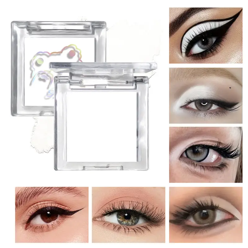White Eyeshadow Palette Matte Shimmer Highlighter Waterproof Long Lasting Brightening Eye Makeup for Cut Crease
