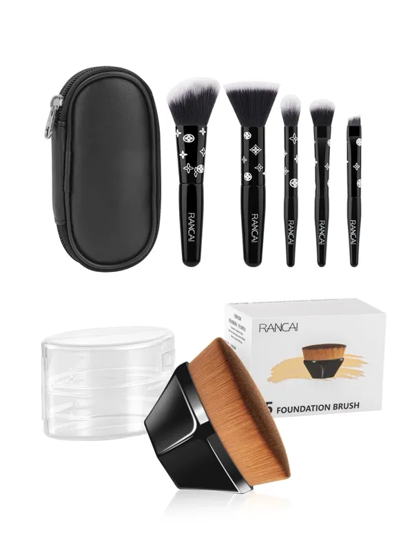 5Pcs Cute Compact Makeup Brush Set na May Case Premium Brush para sa Flawless Foundation Blush Eyeshadow Application Beauty Tools — image 13