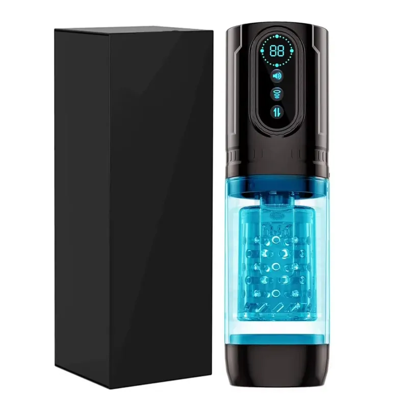 Men Electric Telescopic Sucking Masturbator Rotating Blowjob Masturbation Cup LCD Display Pocket Pussy Penis Pumps Adult Sex Toy