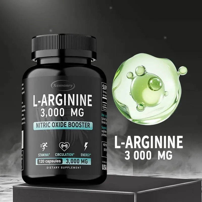 L-Arginine Capsules Supplement - for Energy Strength and Endurance Support During Exercise | Muscle Mass Non-Gmo
