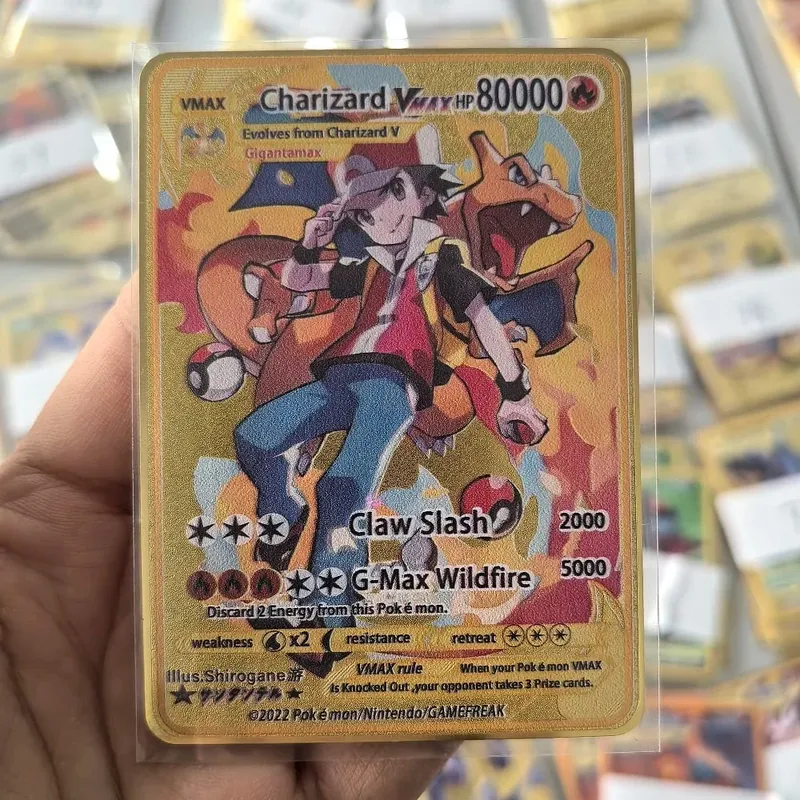 10000HP Charizard Vmax Pokemon Cards Metal English Card Arceus GX Vstar V Golden Limited Kids Gift Game Battle Collection Cards