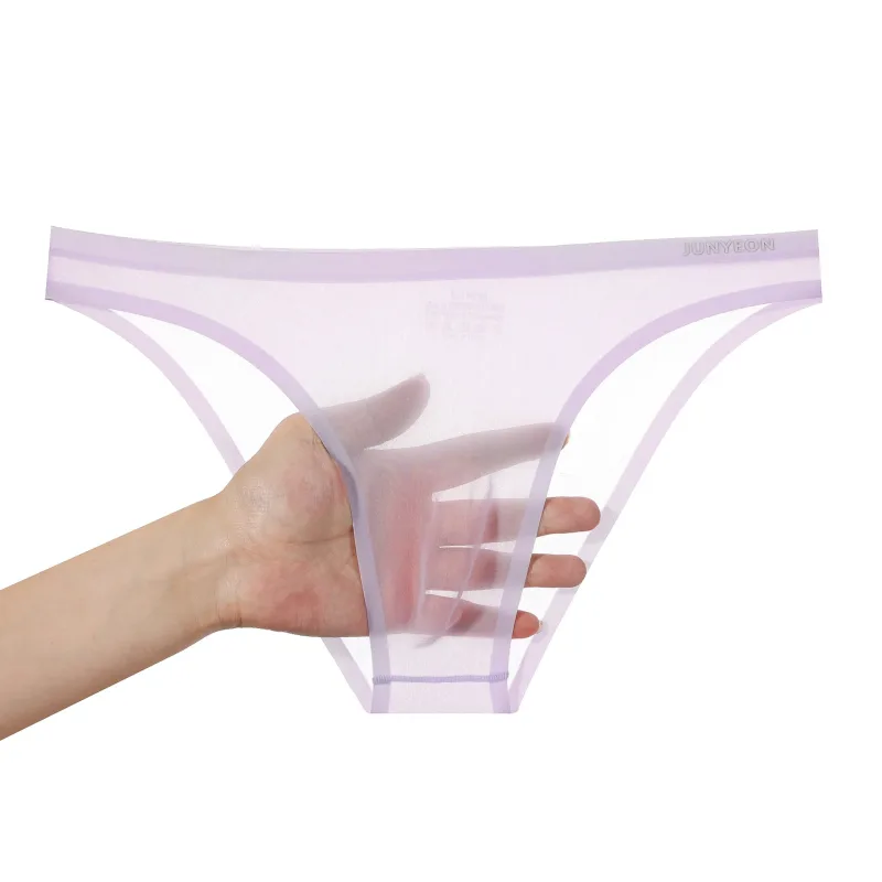 Seamless Quick Drying Men Briefs Underwear Solid Color Ice Silk Ultra-thin Underpants Sexy Breathable 3D Pouch Panties Undies