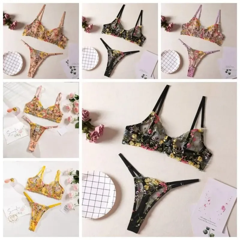 Bohemia Transparent Lingerie Set Ultra-thin Push Up Panties Bra Set Elegant Bra Suit Girl — image 4