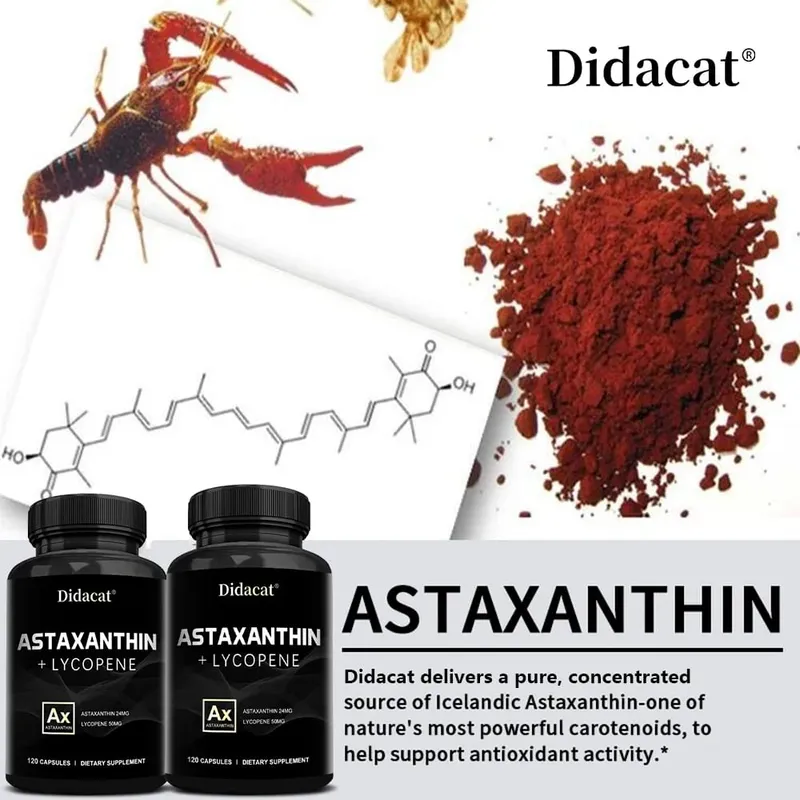 アスタキサンチン 24mg + リコピン 50mg 微細藻類からの天然抗酸化物質 アスタキサンチン サプリメント 目の皮膚の健康をサポート 非遺伝子組み換え