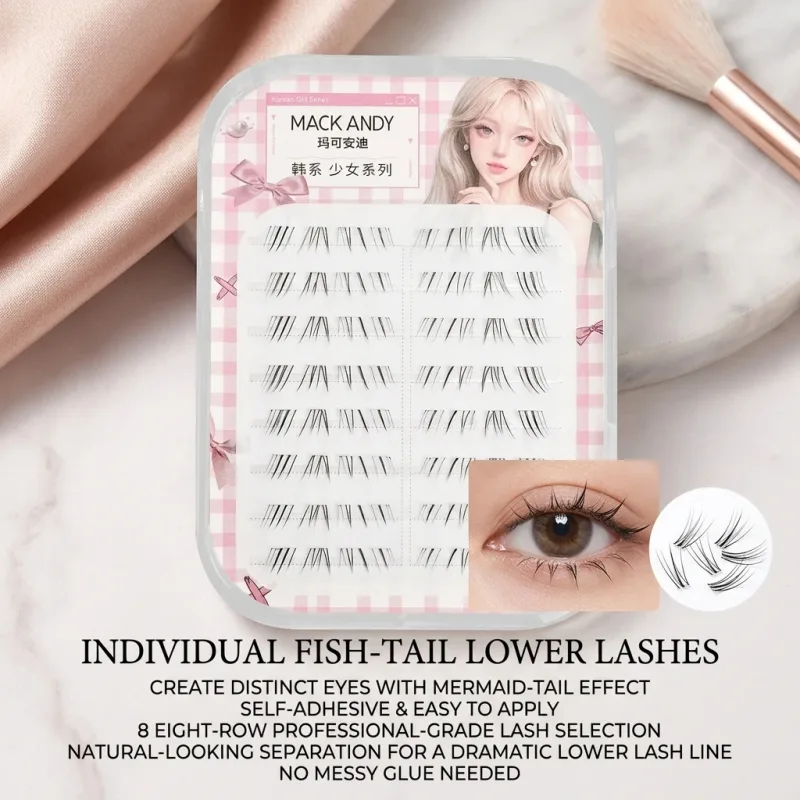 8 Rows Manga Wispy Lower Eyelashes Mermaid Style Lash Extensions Natural Look No Glue Needed Lashes For Perfect Eye Makeup Tools