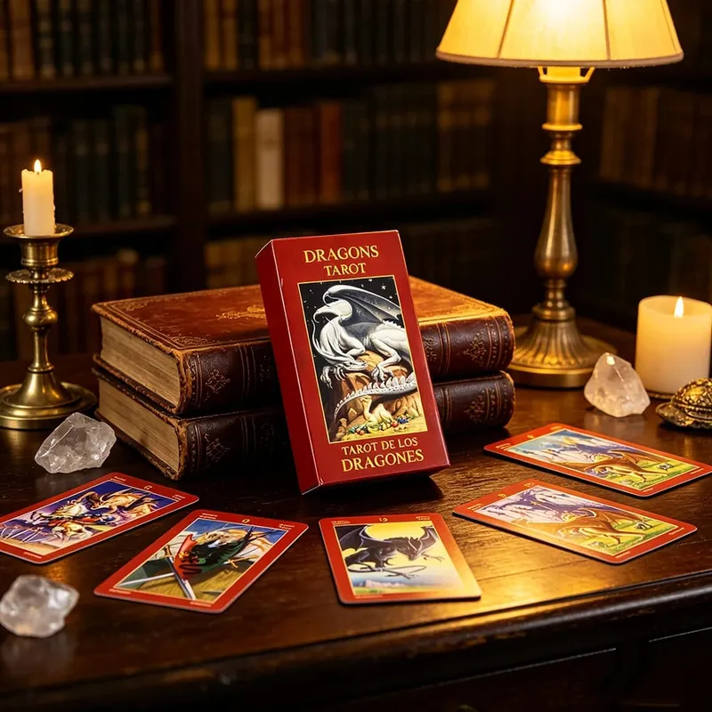 Dragons Tarot Cards 78 Tarot Deck Mythical Dragon Art Divination Board Game Spiritual Guidance Cards for Tarot Collectors