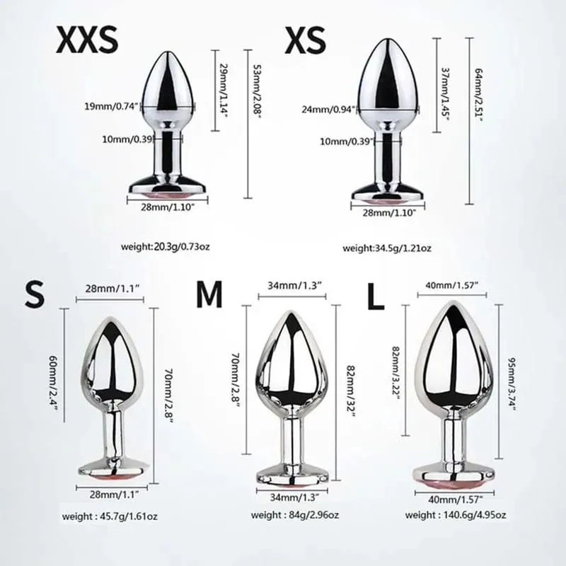 5Size/set Metal Anal plug butt plug Sex Toys Butt Toys For Women/Men/Couples Adult Game Masturbator Anal Diamond Sex Shop