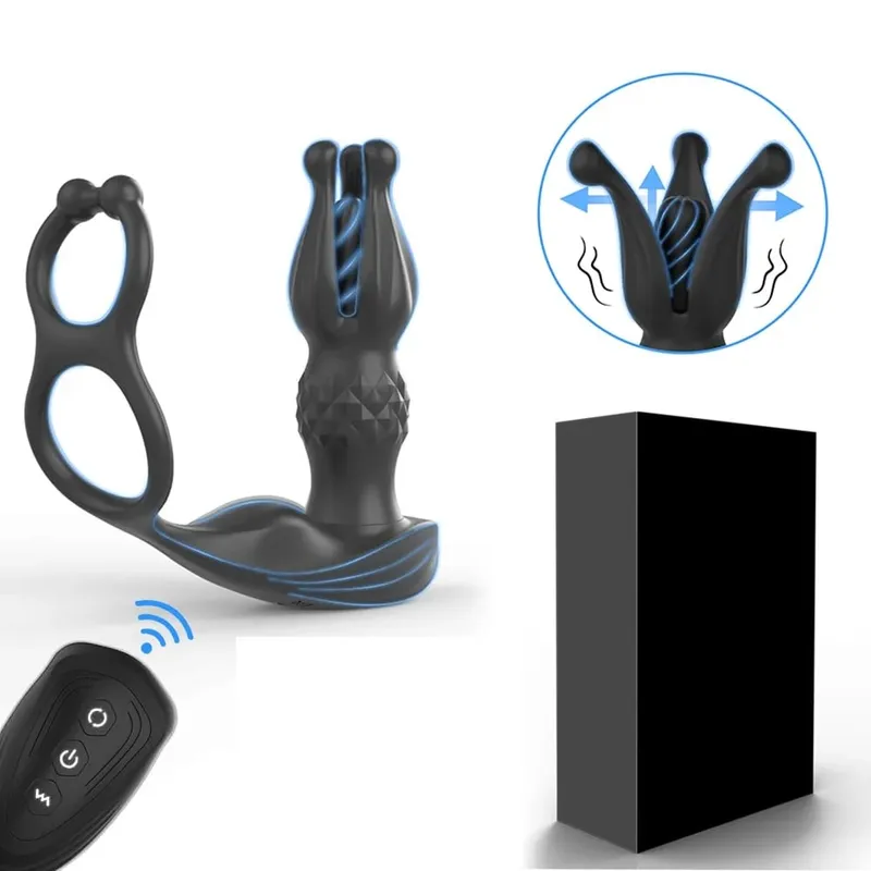 Dálkové ovládání masážní přístroj na prostatu Anální vibrátor Mužské sexuální hračky pro muže Anální kolík 9 Tension Shock Flapping Thrusting Vibrating Plug