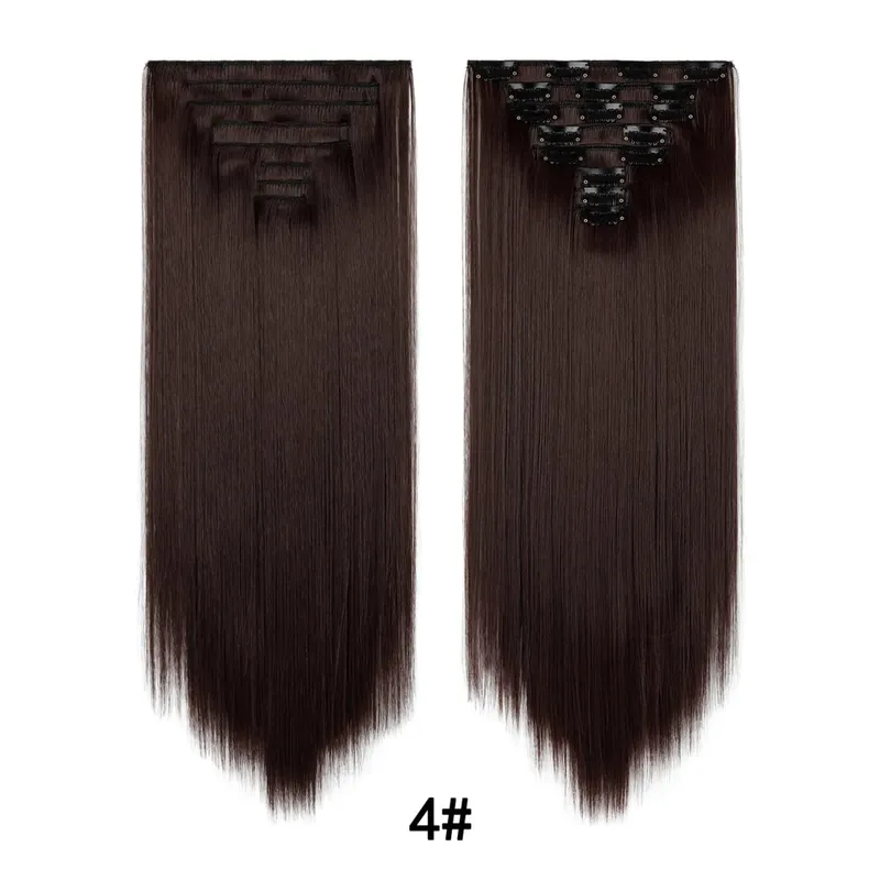 24 Inch 8 Pcs Clip In Hair Extension Straight Hair Extensions for Women Daily Wear Work & Casual Styling Synthetic Hair Pieces
